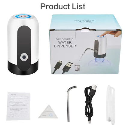 Portable Automatic Drinking Water Pump with Switch and USB Charging Mini Electric Water Dispenser for Universal 5 Gallon Bottle